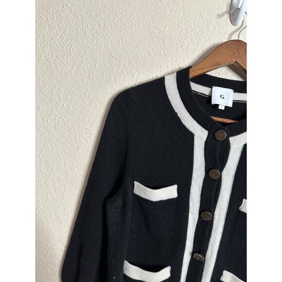 G. by Goop Hadley Tipped Cardigan 100% Cashmere Womans Large (FLAWED) - Picture 10 of 12